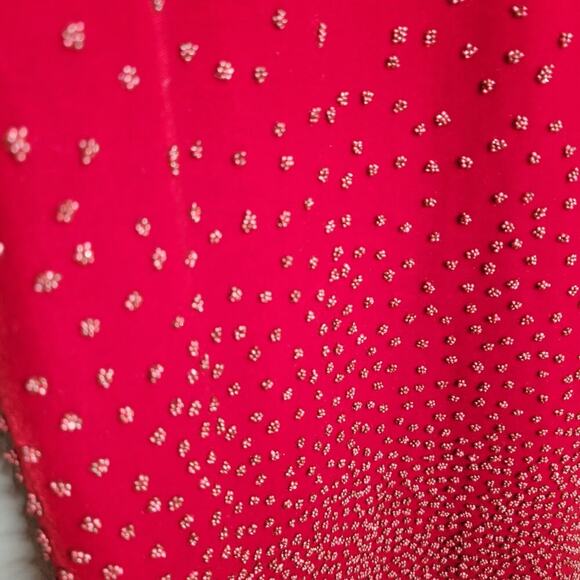 VTG City Triangles 90s y2k dress‎ women's L red sleeveless sparkle slinky velvet - Picture 4 of 11